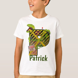 T-shirt Alphabet Jurassique   Nom personnalisé de la lettr