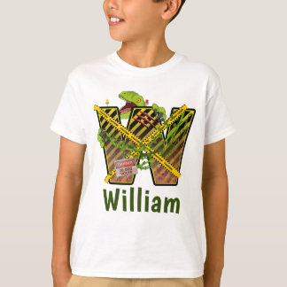 T-shirt Alphabet Jurassique | Nom personnalisé de la lettr