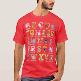 T-shirt Alphabet Lettres Enfants Chat Chien Ferret Hamster