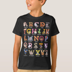 T-shirt Alphabet Lettres Enfants Chat Chien Ferret Hamster