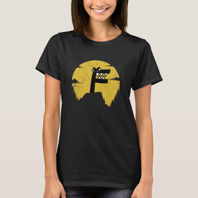 T-shirt Alphabet Lore f Lettre Garçons Retro Sunset Mounta (Devant)