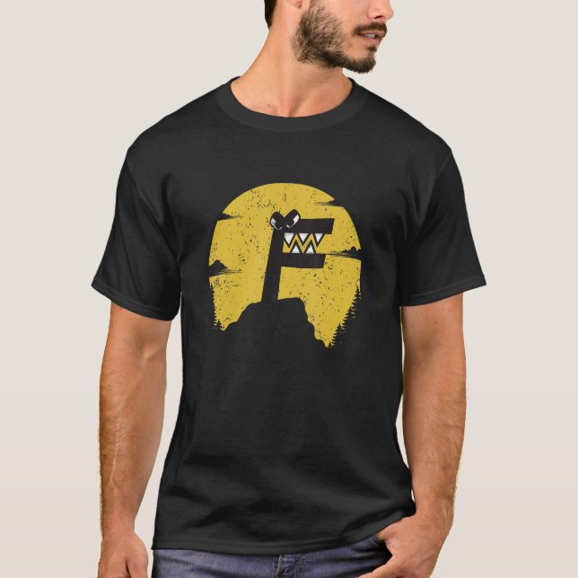 T-shirt Alphabet Lore f Lettre Garçons Retro Sunset Mounta (Devant)