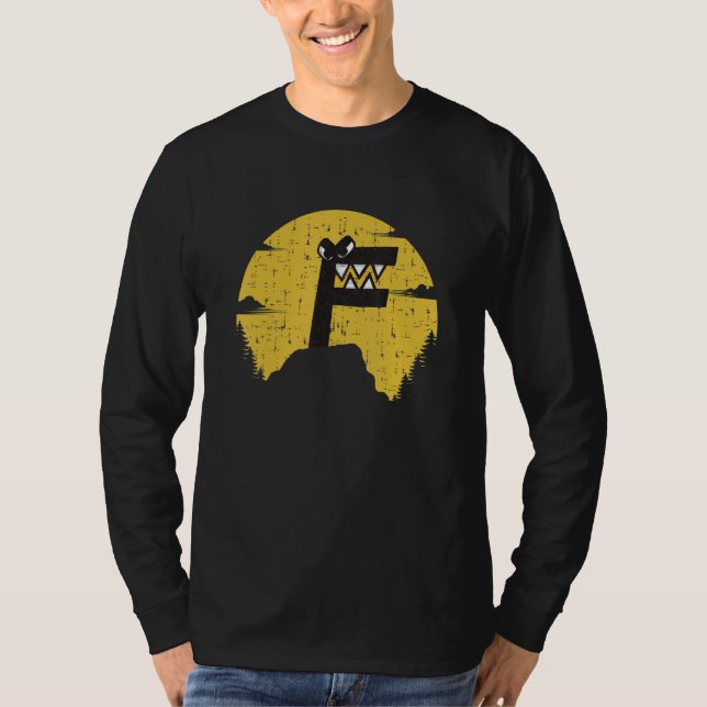 T-shirt Alphabet Lore f Lettre Garçons Retro Sunset Mounta (Devant)