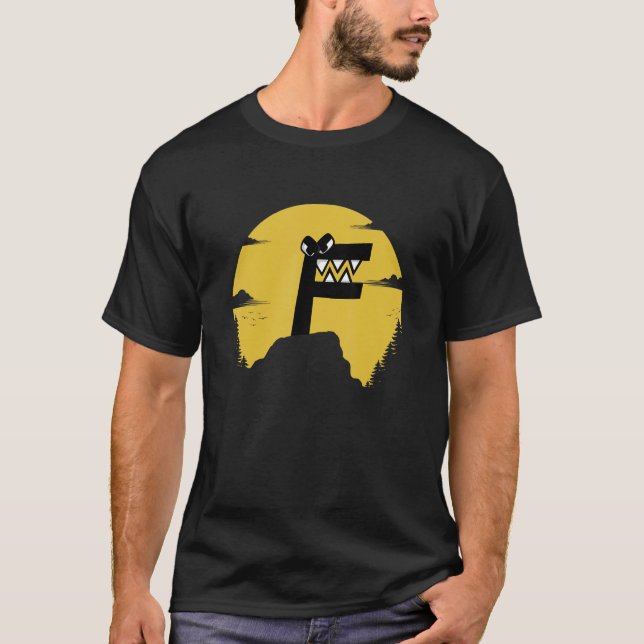 T-shirt Alphabet Lore f Lettre Garçons Retro Sunset Mounta (Devant)