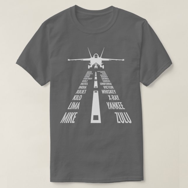 T-shirt Alphabet phonétique d'atterrissage du pilote F18 H (Design devant)