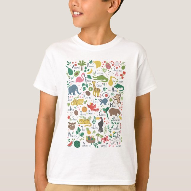 T-shirt Alphabet tropical pour enfants (Devant)
