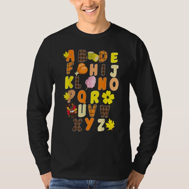 T-shirt Alphabet  Turkey Thanksgiving Costume Preschool Te (Devant)