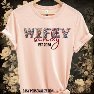 T-shirt Alphabet Wifey-Floral Pastel Personnalisé