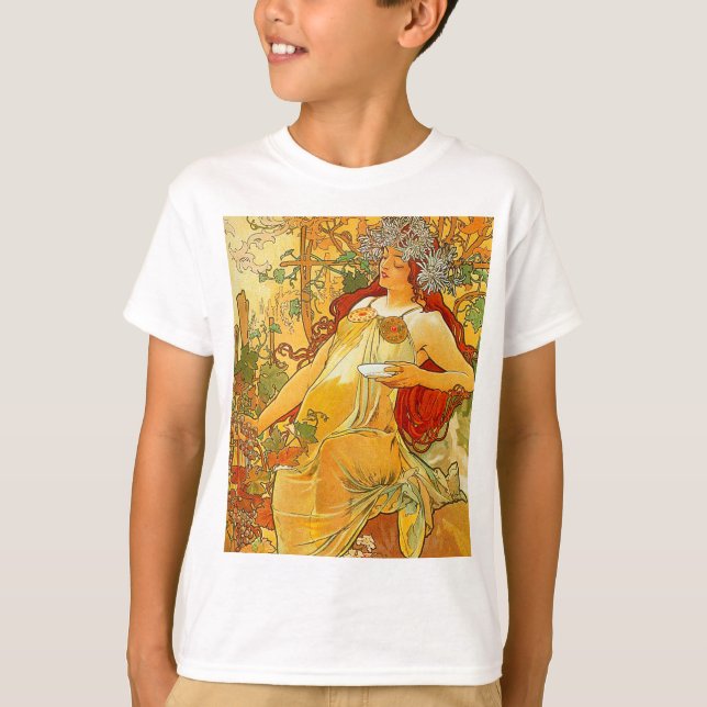 T-shirt Alphonse Mucha Art Nouveau Automne (Devant)