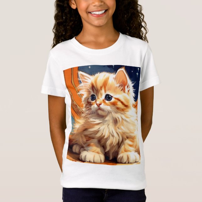 T-Shirt Alphonse Mucha Art Nouveau Chat orange (Devant)