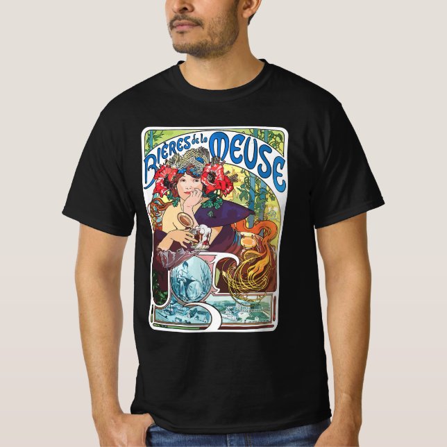 T-shirt Alphonse Mucha, Bieres de la Meuse (1897), Art Nou (Devant)