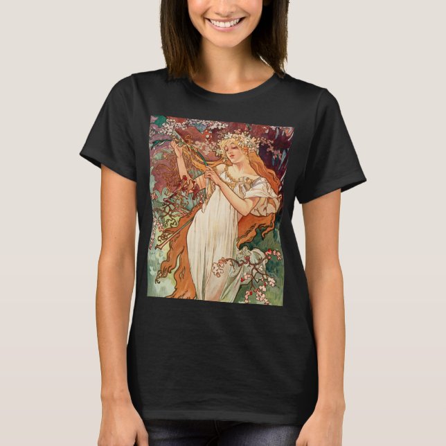 T-shirt Alphonse Mucha, Les Saisons (1896) Printemps (Devant)