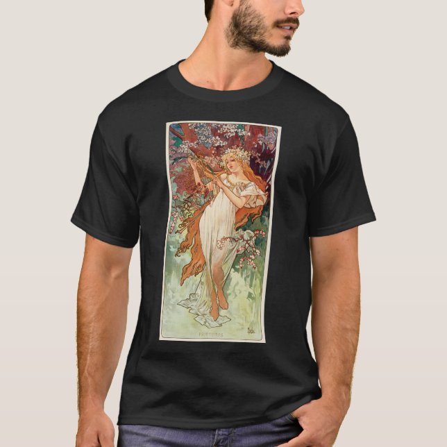 T-shirt Alphonse Mucha, Les Saisons (1896) Printemps (Devant)