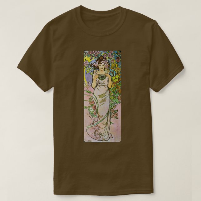 T-shirt Alphonse Mucha Rose (Design devant)