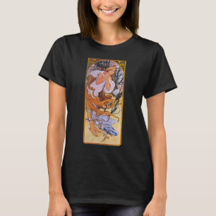 T-shirt Alphonse Mucha Saison Printanière, Art Nouveau Vin