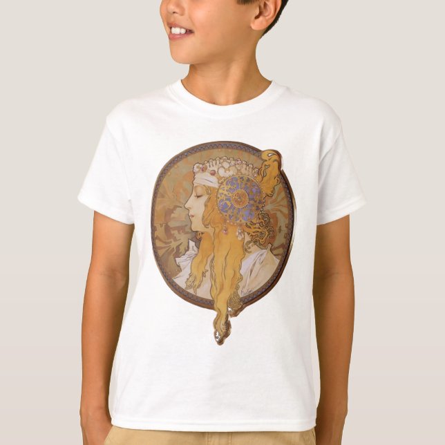 T-shirt Alphonse Mucha ~ Tête byzantine : La Blonde (Devant)