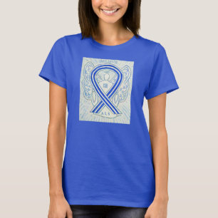 T-shirt ALS Blue Awareness Ribbon Angel Custom Shirt