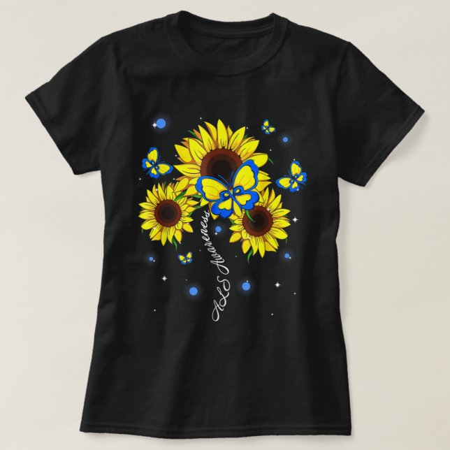 T-shirt ALS Sunflower Butterfly Ribbon (Design devant)