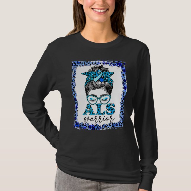 T-shirt Als Warrid Leopard Messy Bun Mois de sensibilisati (Devant)