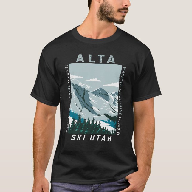 T-shirt Alta Ski Area Hiver Utah Vintage (Devant)