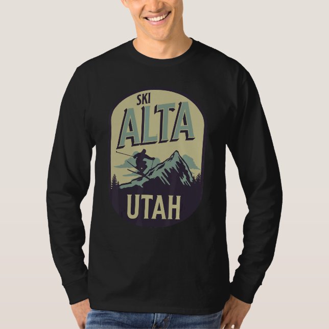 T-shirt Alta Utah Ski Mountains Skier Winter Outdoors (Devant)