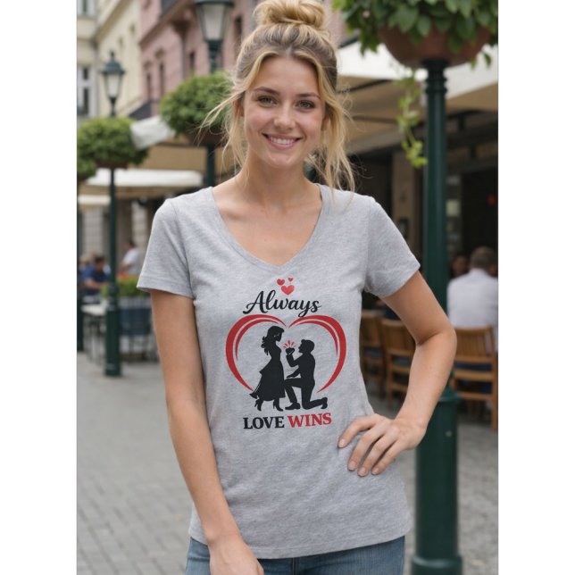 T-shirt Always Love Wins Women V Neck Tee (Créateur téléchargé)