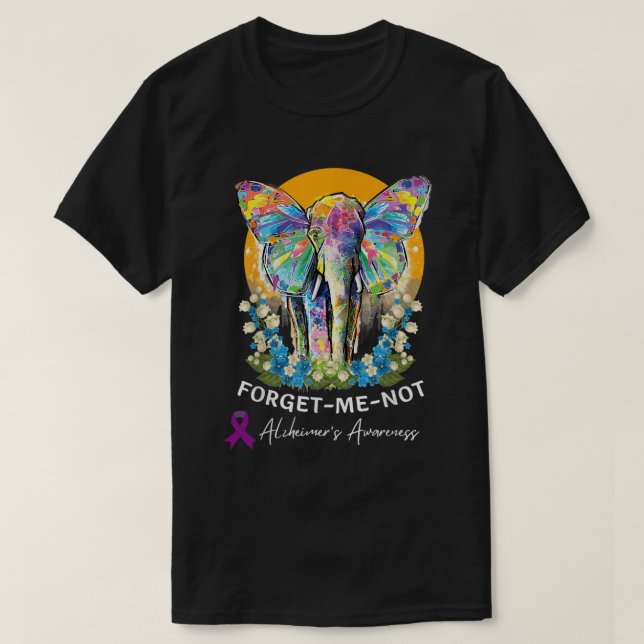 T-shirt Alzheimer Elephant Forget-me-not Alzheimer (Design devant)