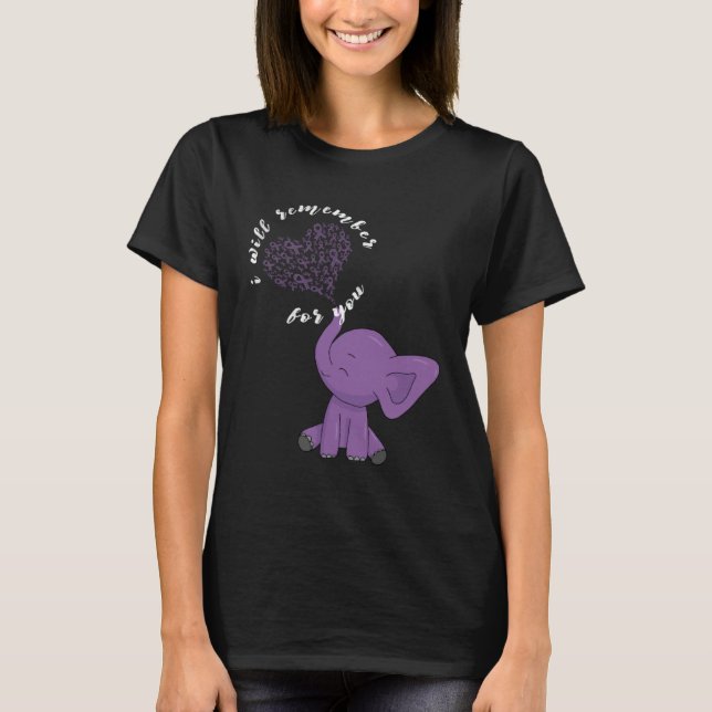 T-shirt Alzheimer Monat I Endalz Purple Bow Elephant  1 (Devant)