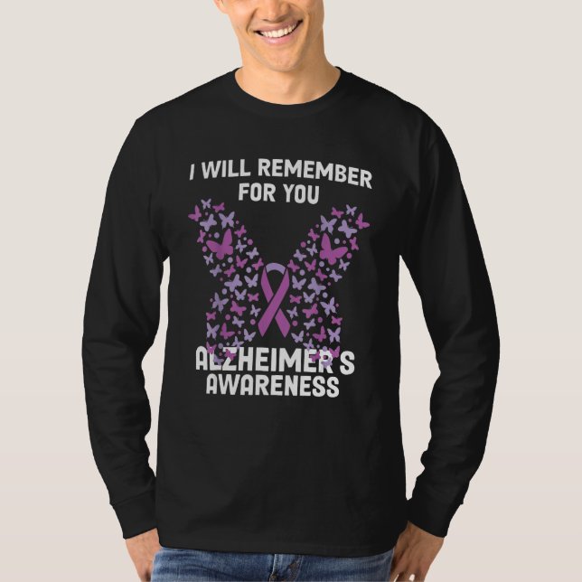 T-shirt Alzheimer s Awareness Ribbon Purple Butterflies (Devant)