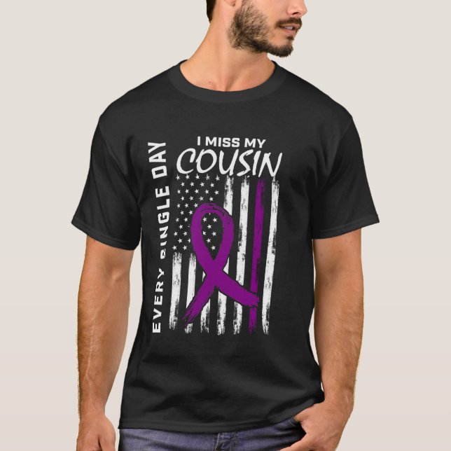 T-shirt Alzheimer Sensibilisation Cousin American Flag 4e  (Devant)