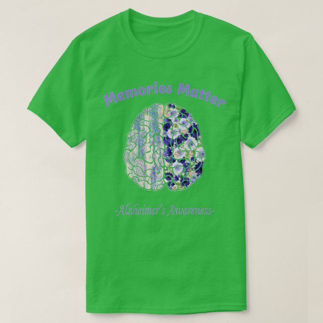 T-shirt Alzheimer Sensibilisation Fleur Cerveau coloré (Design devant)