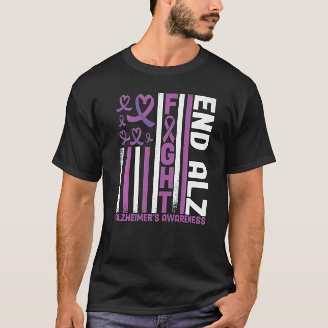 T-shirt Alzheimers American Flag End Alz Alzheimer's Aware (Devant)