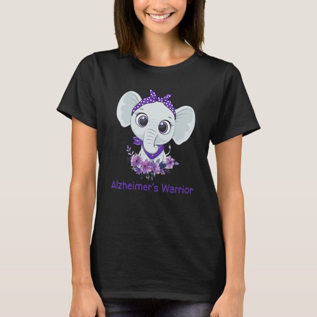 T-shirt Alzheimer's Awareness Elephant Purple Flower Warri (Devant)