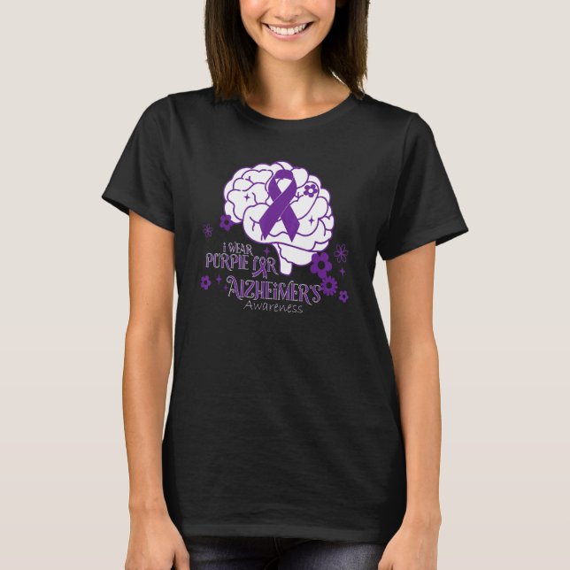 T-shirt Alzheimer's Awareness Purple Ribbon (Devant)