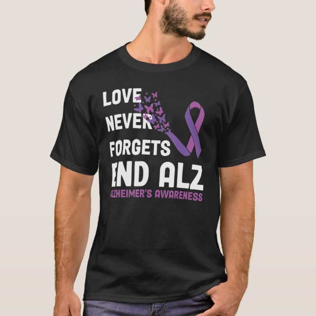 T-shirt Alzheimer's Awareness Ribbon Purple Butterflies (Devant)