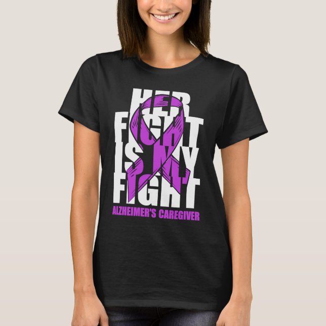 T-shirt Alzheimer's Caregiver Awareness Purple Ribbon Her  (Devant)