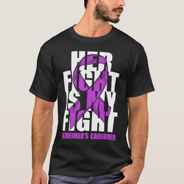 T-shirt Alzheimer's Caregiver Awareness Purple Ribbon Her  (Devant)