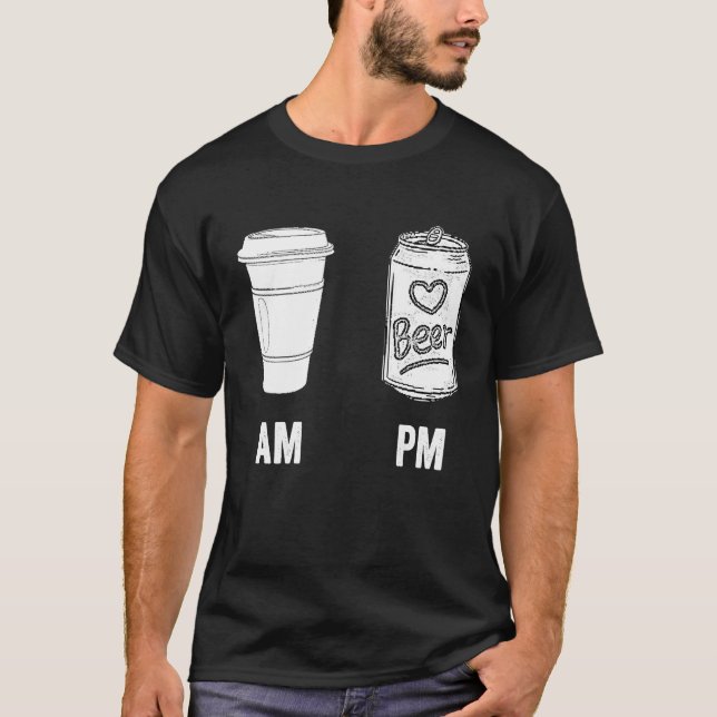 T-shirt AM Café PM Bière Humour matin caféine Alcool (Devant)