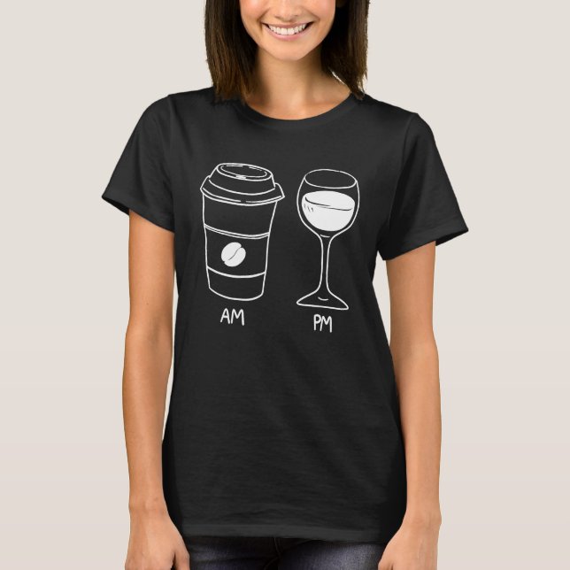 T-shirt Am Coffee PM Wine Sketch (Devant)