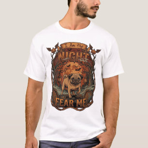 T-shirt Am Night Fear Me Pug Halloween Moon_1