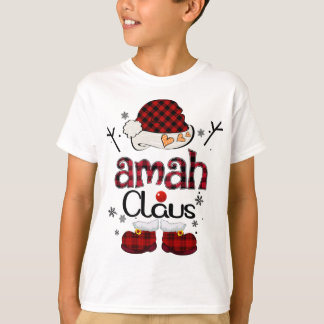 T-shirt Amah Claus Red Plaid - Grand-mère Cadeau