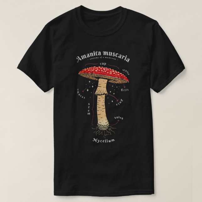 T-shirt Amanita muscaria Définition de champignon art lati (Design devant)
