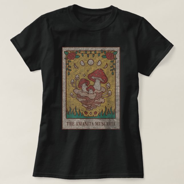 T-shirt Amanita Muscaria Tarot Mushroom Design (Design devant)