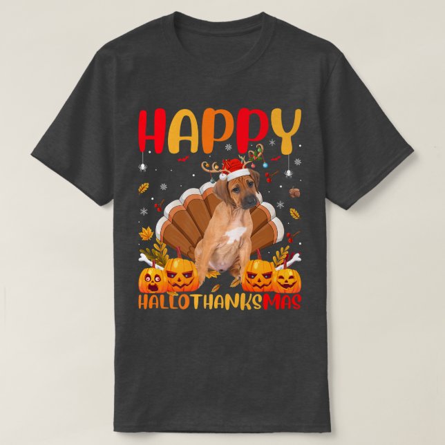 T-shirt Amant chien amusant Happy Rhodesian Ridgeback Hell (Design devant)