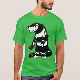 T-shirt Amant Chocolat Drôle - Encre Tirée Drooling Chat