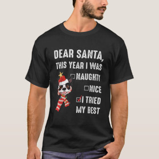 T-shirt Amant de Boston Terrier Noël J'étais vilain j'ai e