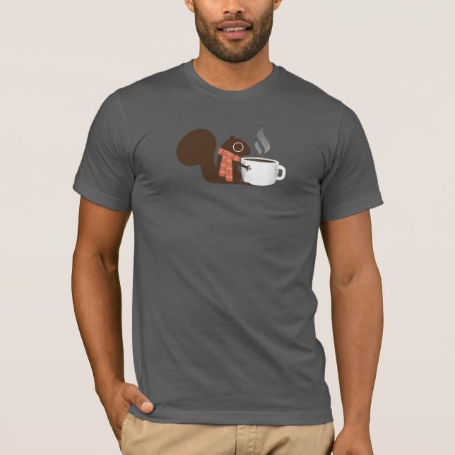 T-shirt Amant de café d'écureuil avec l'écharpe rayée (Devant)