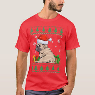 T-shirt Amant de chien drôle Carlin mignon Santa chapeau m