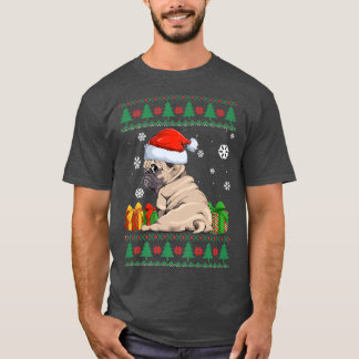 T-shirt Amant de chien drôle Carlin mignon Santa chapeau m