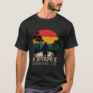 T-shirt Amant de l'aventure en plein air coucher de sole